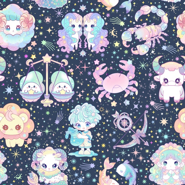 Cute Kawaii Zodiac 9 navy