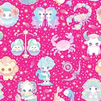 Cute Kawaii Zodiac 10 hot pink tapete