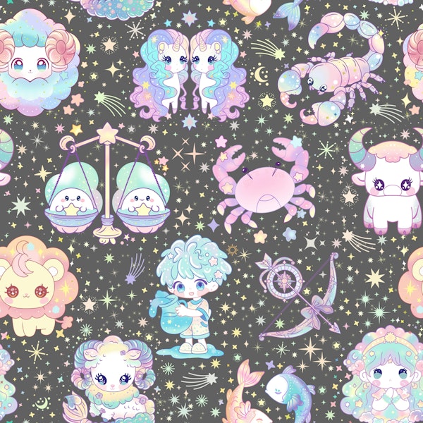 Cute Kawaii Zodiac 11 grey
