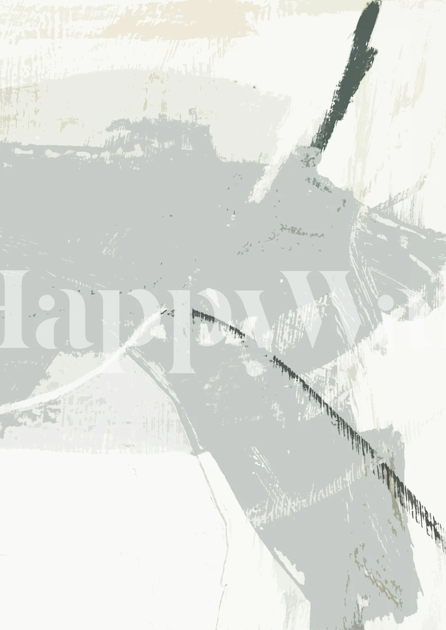 Abstract brush strokes in grey and white wallpaper