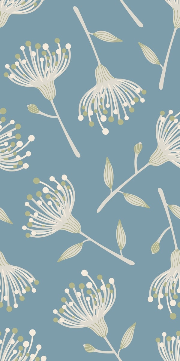 EUCALYPTUS TOSSED Floral - Light Blue - Large
