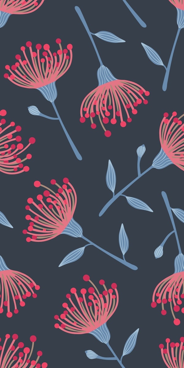 EUCALYPTUS TOSSED Floral - Navy Blue - Small