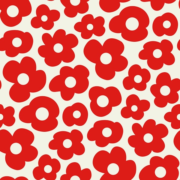 Hand drawn simple flowers red 3248A