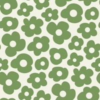Hand drawn simple flowers green 3248C behang