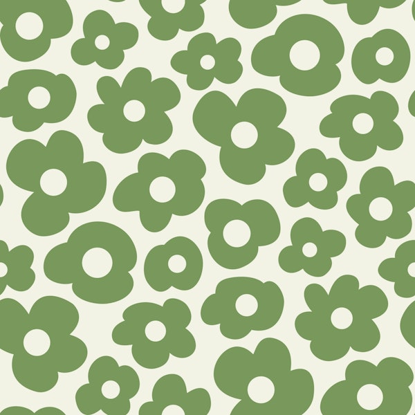 Hand drawn simple flowers green 3248C