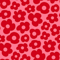 Hand drawn simple flowers pink red 3248D behang