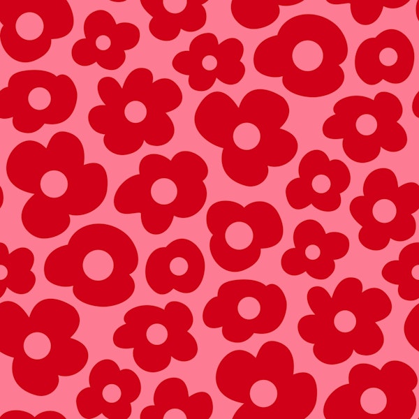 Hand drawn simple flowers pink red 3248D