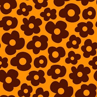 Hand drawn simple flowers yellow brown 3248F behang