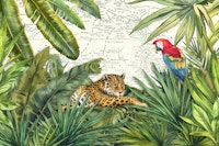 Cheetah And Birds Tropical Journey ταπετσαρία