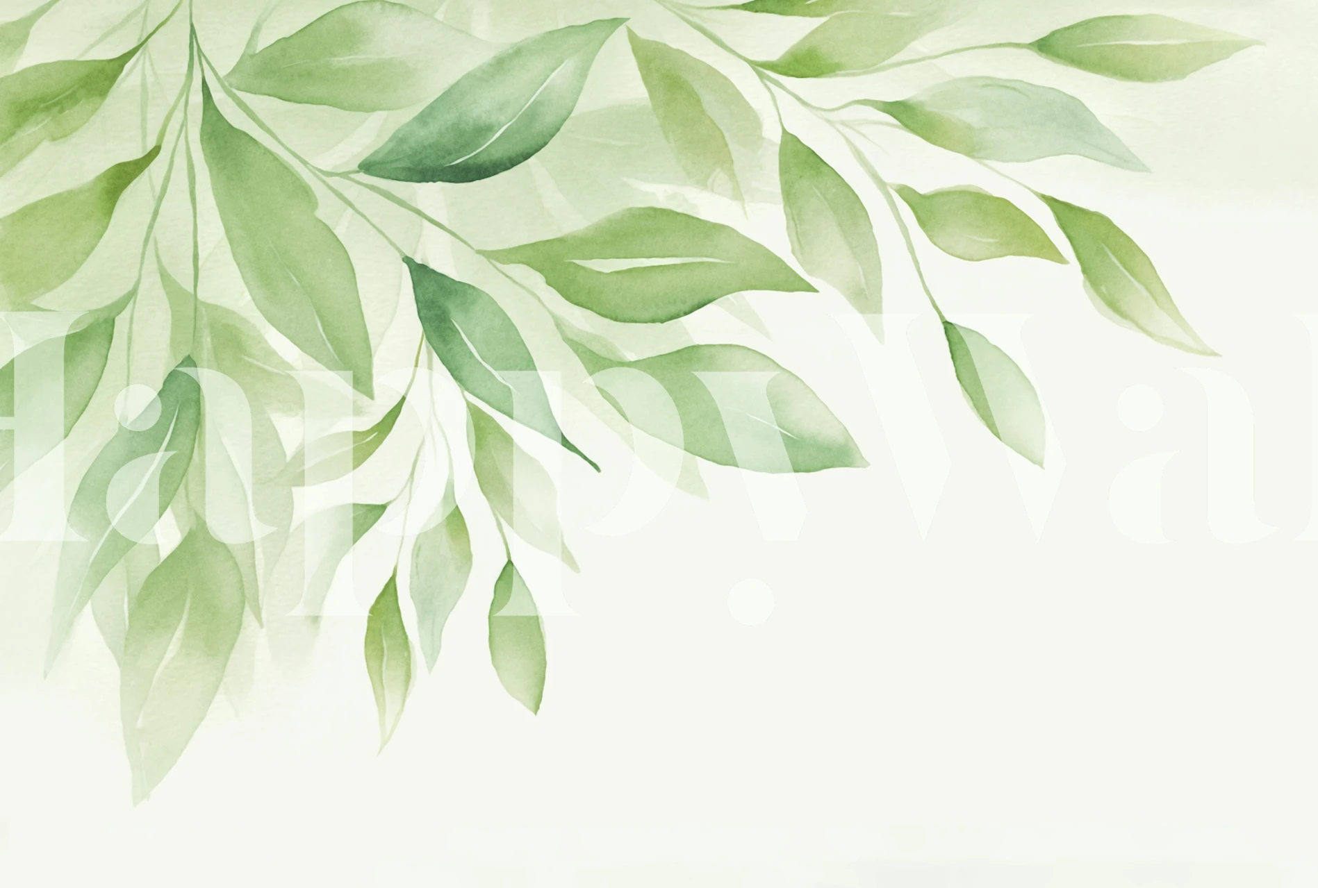 Calm Foliage Gentle Green wallpaper in een kamer