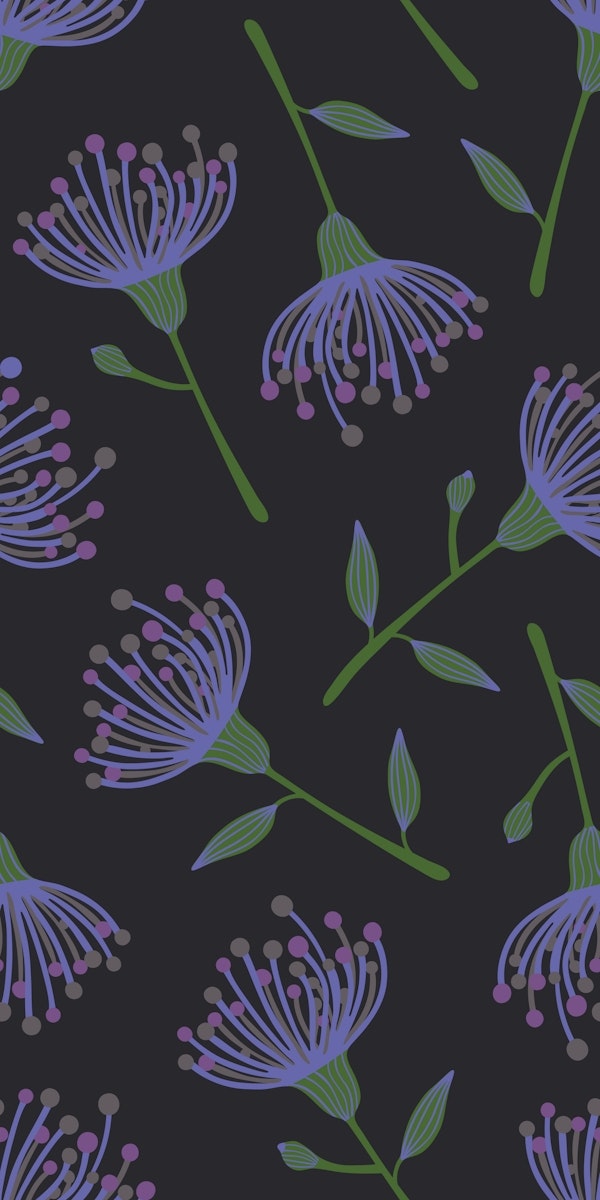 EUCALYPTUS TOSSED Floral Dark Purple - Large