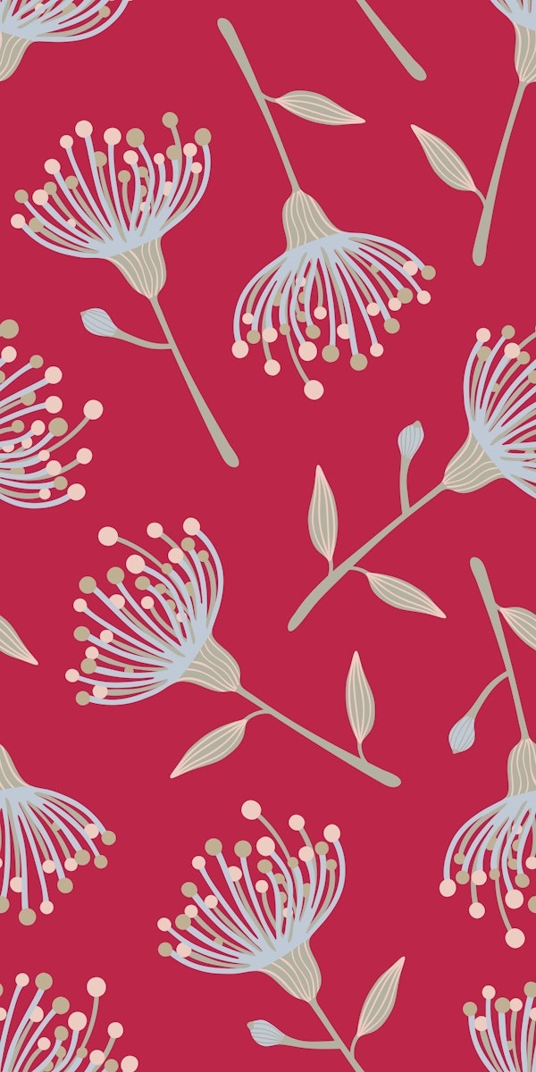 EUCALYPTUS TOSSED Floral Magenta Red - Small