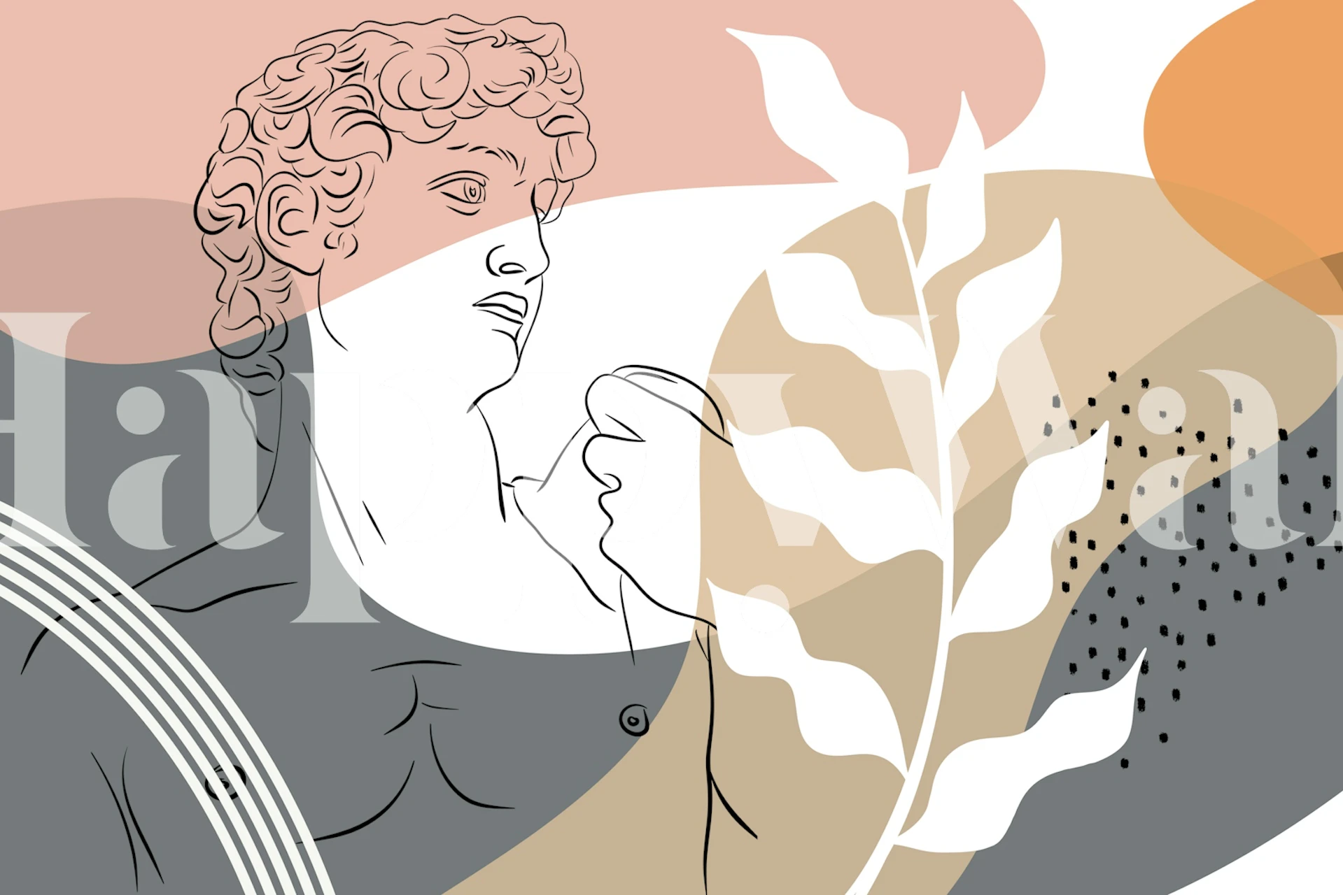 Abstract David graphic with pastel colors and bold lines wallpaper