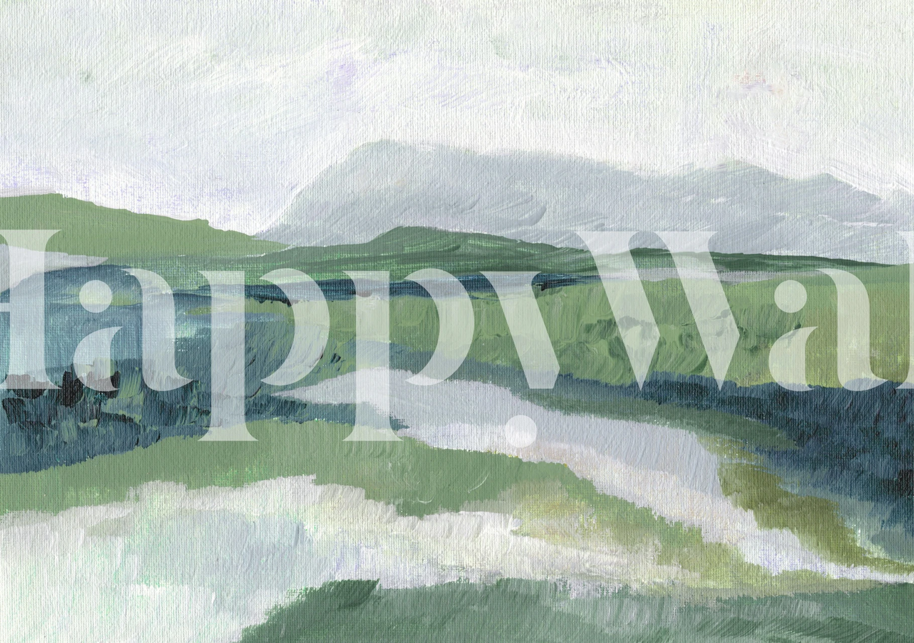 Painterly Abstract Tapete mit greens and blues