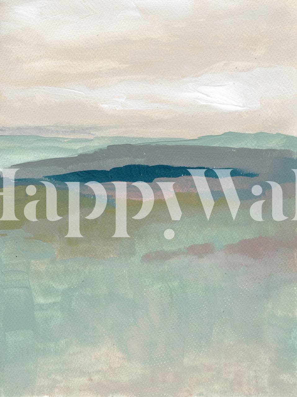 Misty paisagem abstrata papel de parede em um quarto