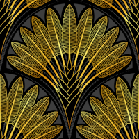 Travelers Palm Art Deco Glam Gold and Black papiers peint