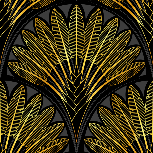 Travelers Palm Art Deco Glam Gold and Black