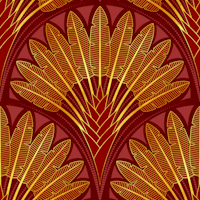 Travelers Palm Art Deco Glam Gold and Maroon papiers peint