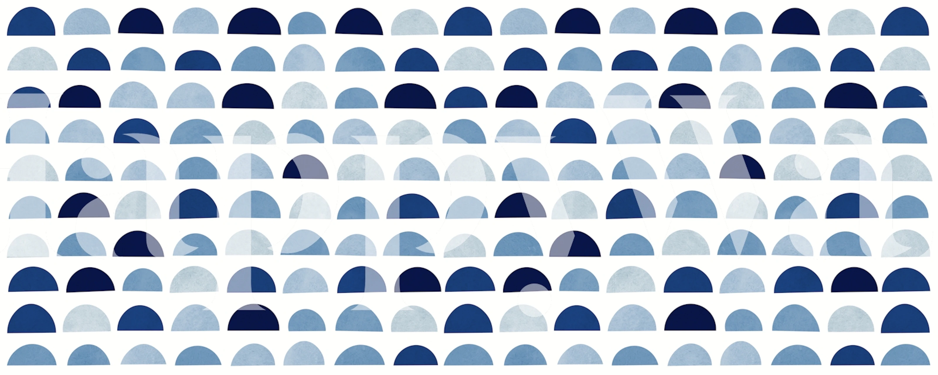 Geometric pattern with blue circles in varying shades wallpaper