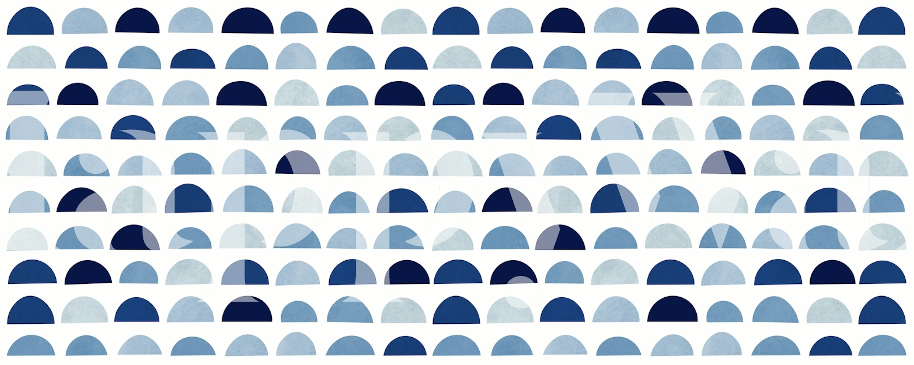 Geometric pattern with blue circles in varying shades wallpaper