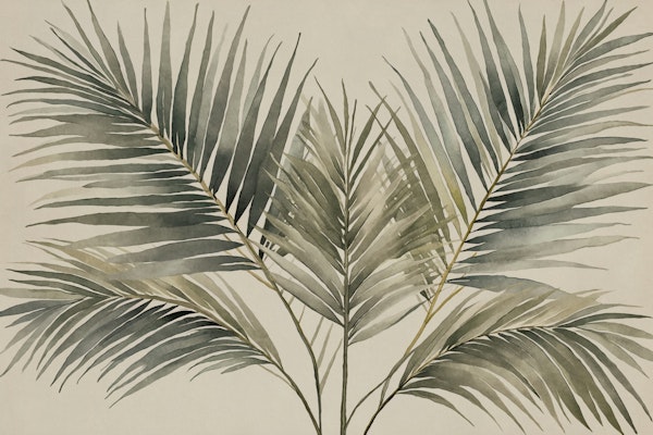 Emerald Palm Fronds Olive Green Beige