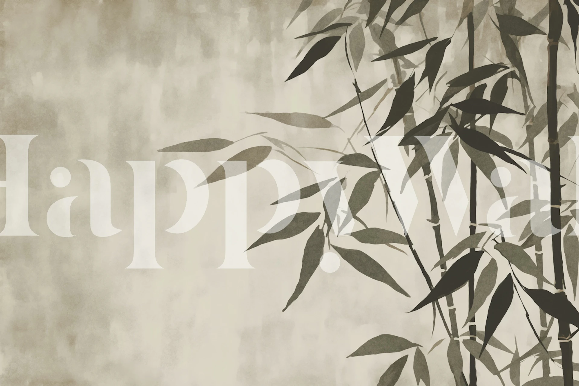 Bamboo leaves design in brown and beige tones wallpaper