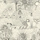 Hawaiian Toile Polynesian Hula Black on Cream