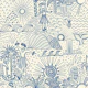 Hawaiian Toile Polynesian Hula Navy on Cream