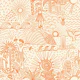 Hawaiian Toile Polynesian Hula Orange Cream