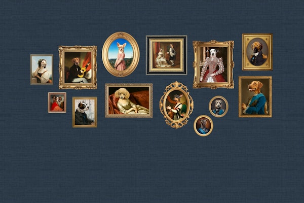 Dog Portraits Statement Wall in navy blue