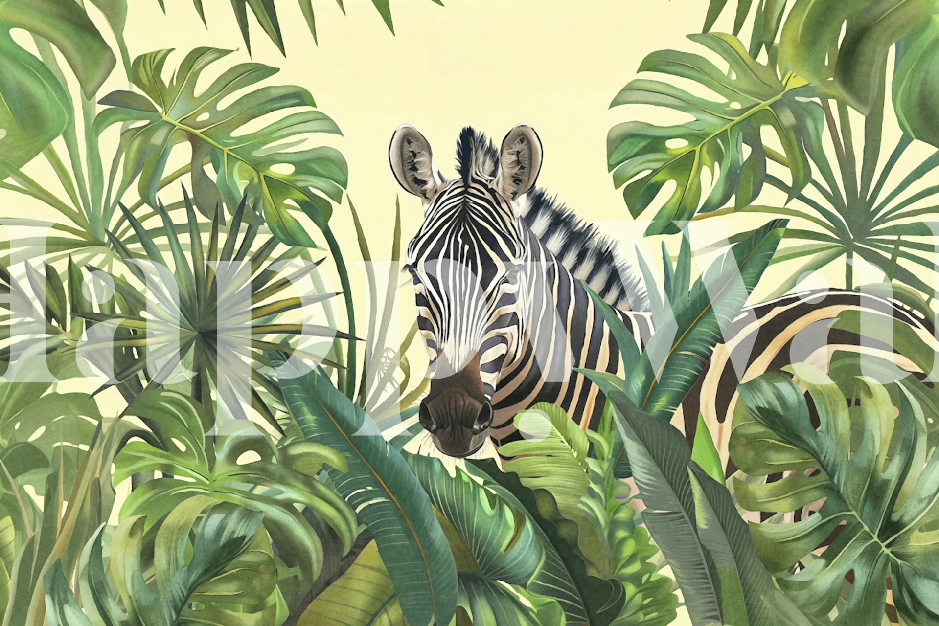 tapeta Tropical Jungle Zebra Adventure v místnosti