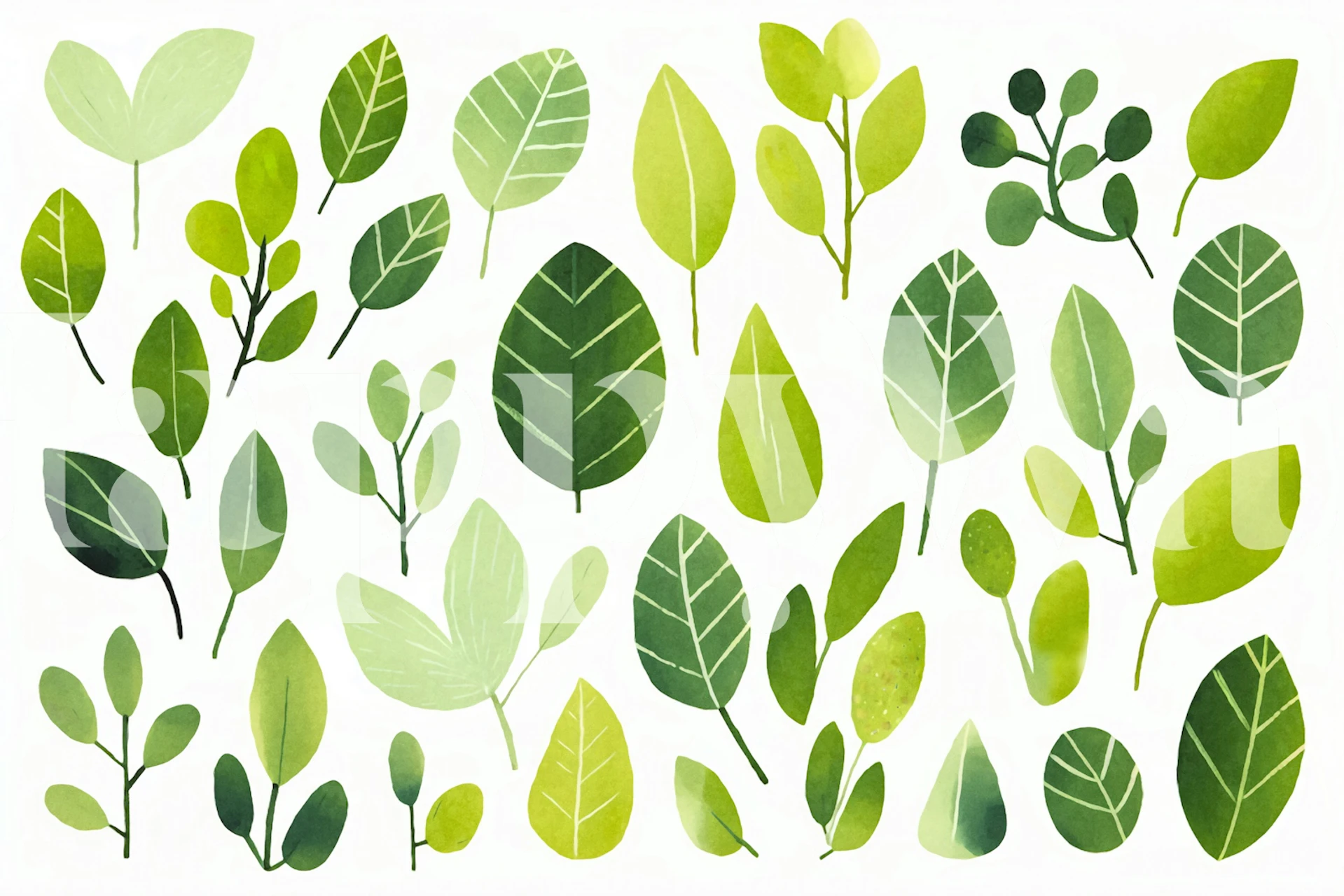 Whimsical Fresh Green Foliage tapetti huoneessa