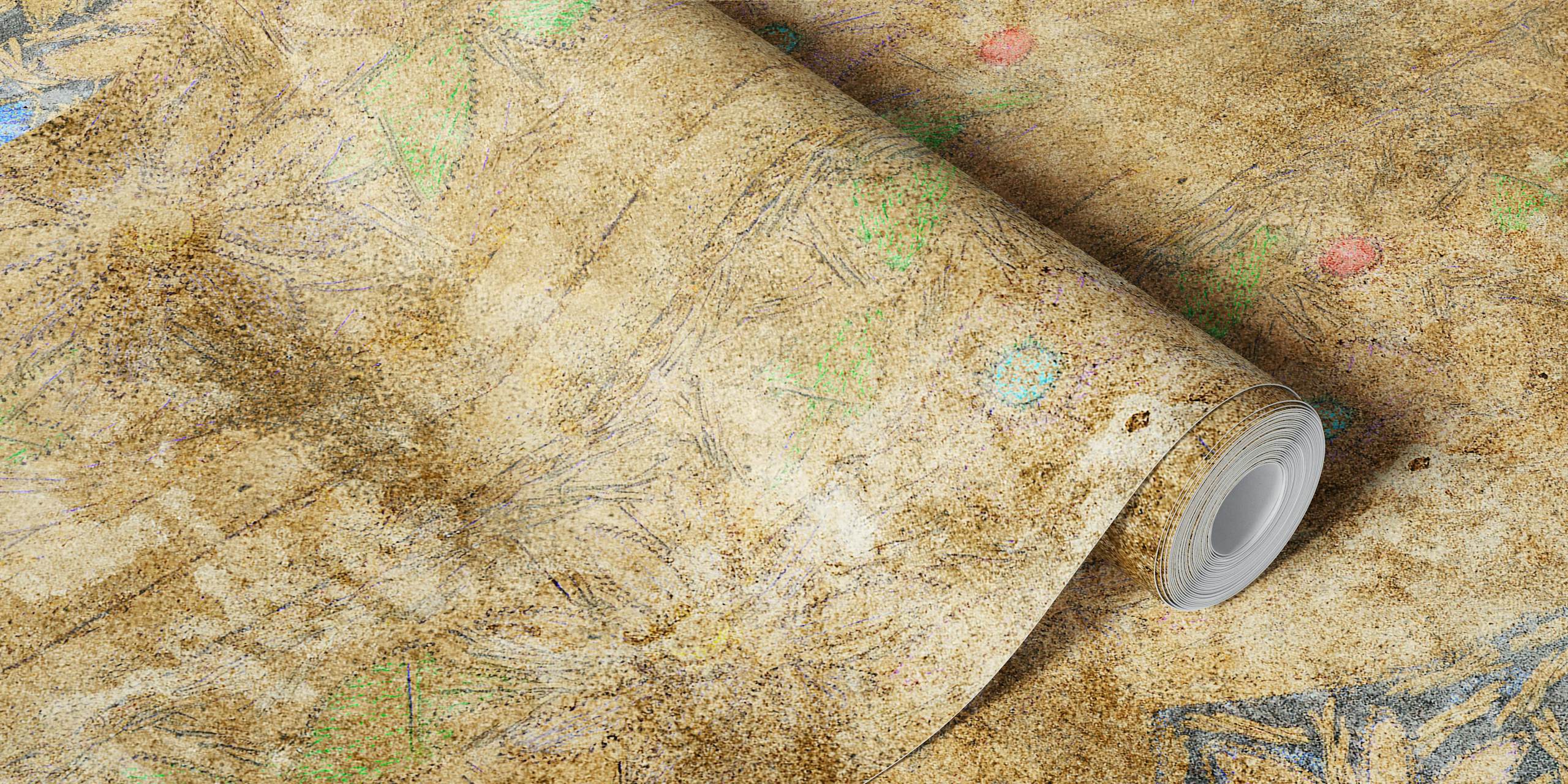 Antique Gold Byzantine Art wallpaper in a room