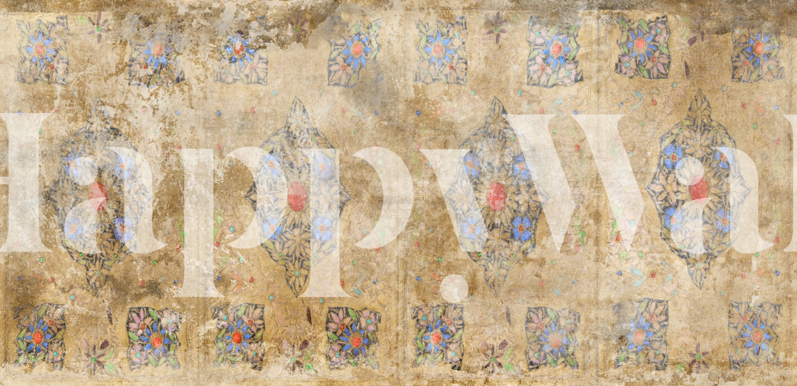 Antique Gold Byzantine Art wallpaper in a room