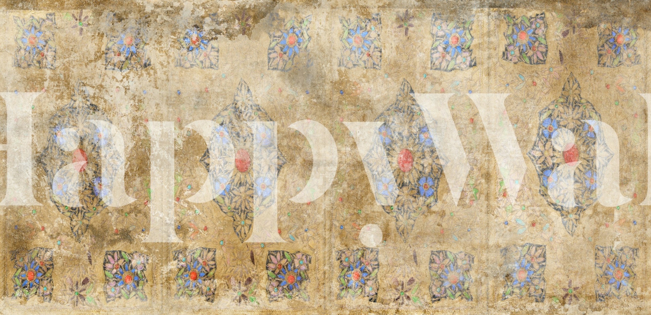 Antique Gold Byzantine Art wallpaper in a room