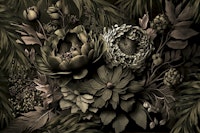 Renaissance Vibes Moody Opulent Flowers Brown tapet