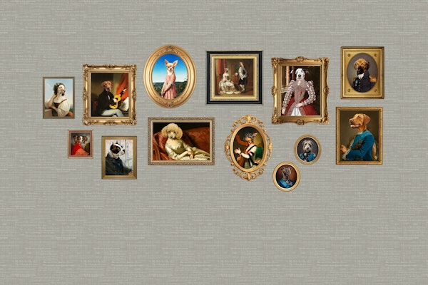 Dog Portraits Statement Wall in grey