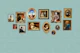 Dog Portraits Statement Wall in aqua blue