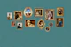 Dog Portraits Statement Wall in Teal Blue