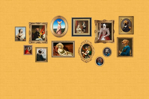 Dog Portraits Statement Wall in Yellow