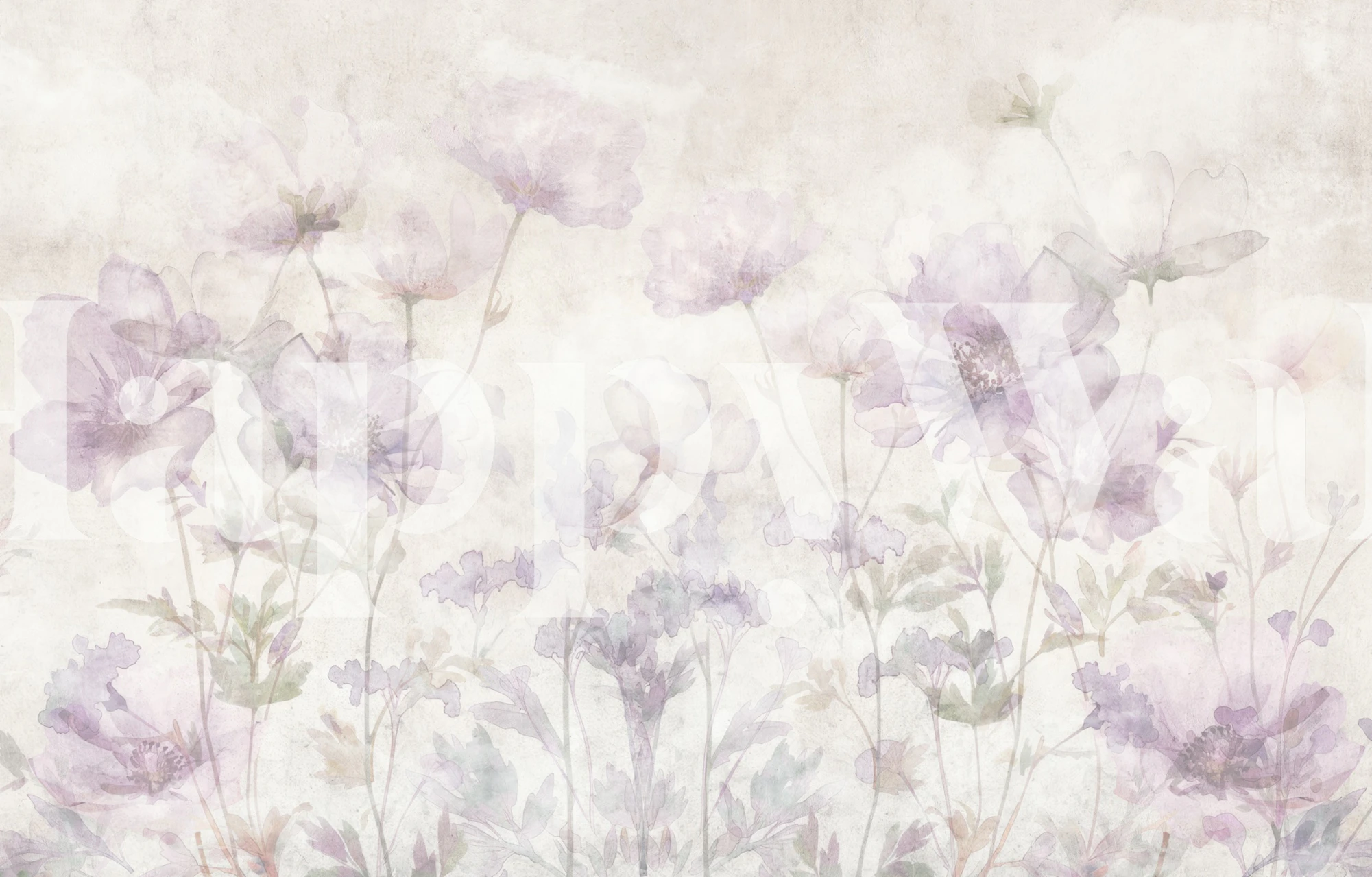 Soft purple floral patterns on a light background wallpaper