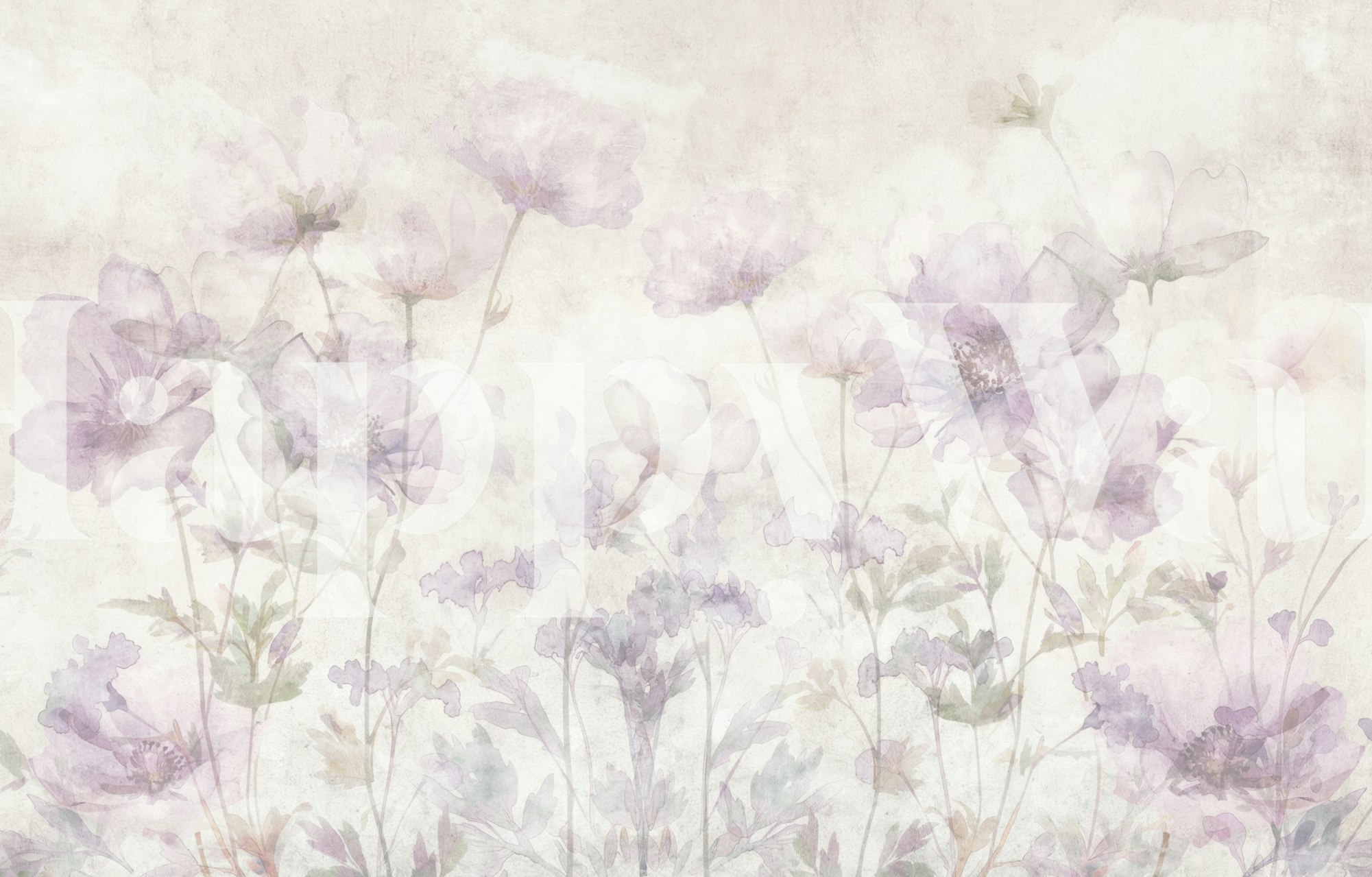 Soft purple floral patterns on a light background wallpaper