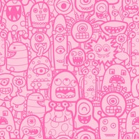 Clusters of Monsters and Aliens Pink tapet