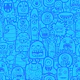 Clusters of Monsters and Aliens Blue