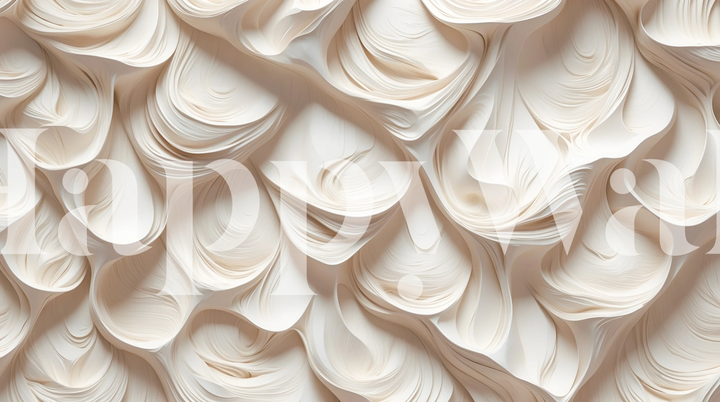 Textured ivory wave pattern wallpaper, elegant design