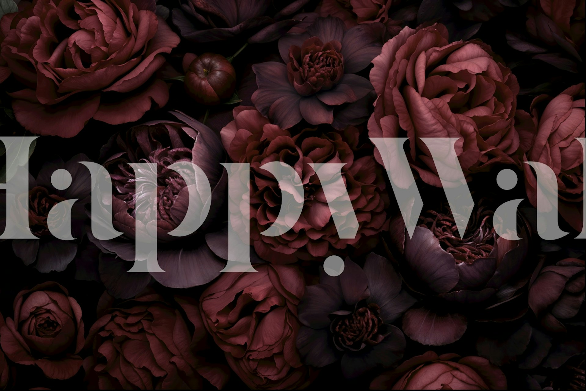 Burgundy red floral wallpaper design