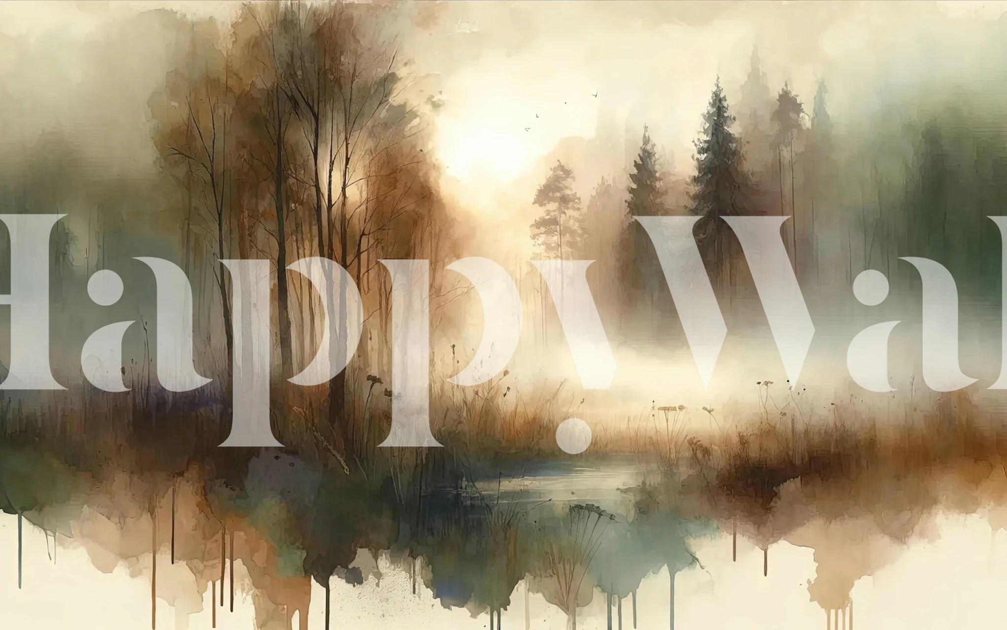 Misty Forest Escape tapet i et rum