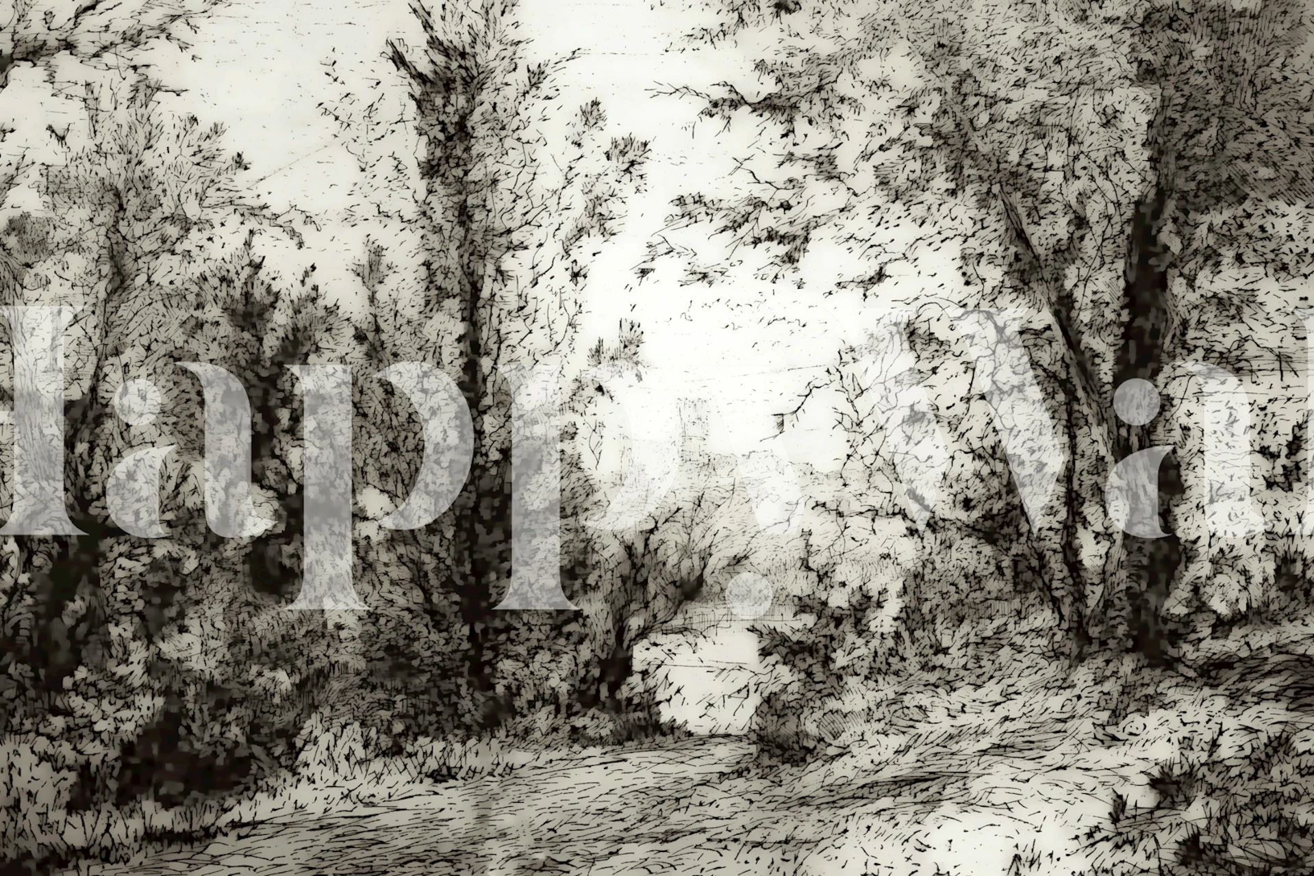 Papier peint Enchanted Forest Sketch dans une pièce