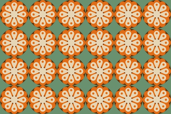 Mid-Century Tangerine Floral