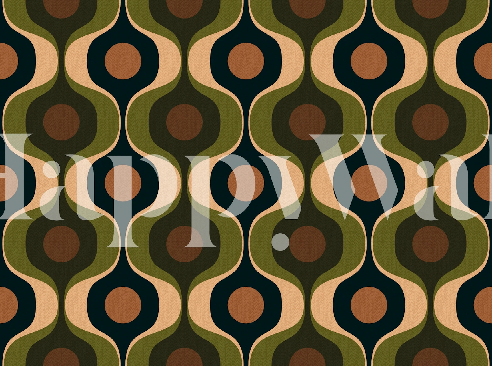Groovy retro 70s fashion wallpaper in a room